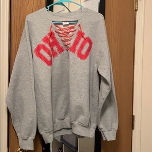 Ohio State Lace-Up Crewneck